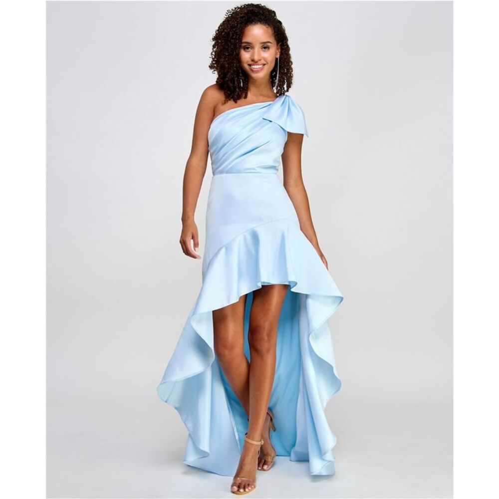 City Studio Womens Prom Pleated High-Low Gown Asymmetrical Dress, Blue, Junio...